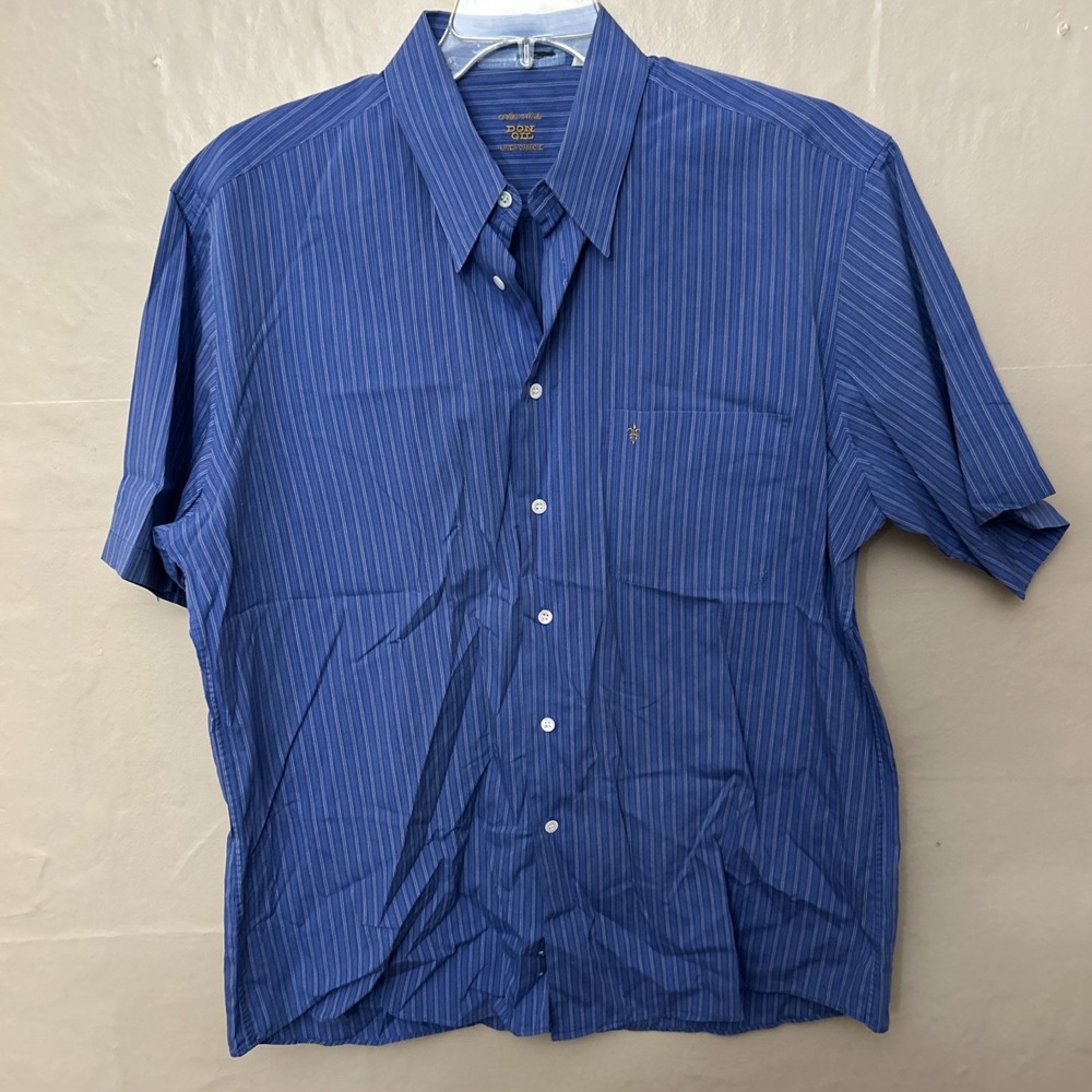 Alta Moda Don Gill Size‎ 43 Large Blue Short Sleeve Button Front Shirt